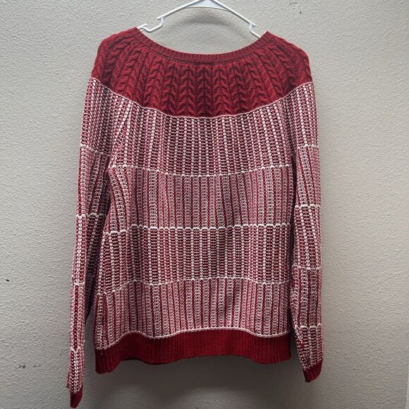 Talbots Womens Sweater Large Red Cable Knit Cotton Blend Pullover Long Sleeve - Picture 6 of 6